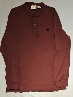 Timberland Men's Long-Sleeve Henley Shirt - Rust